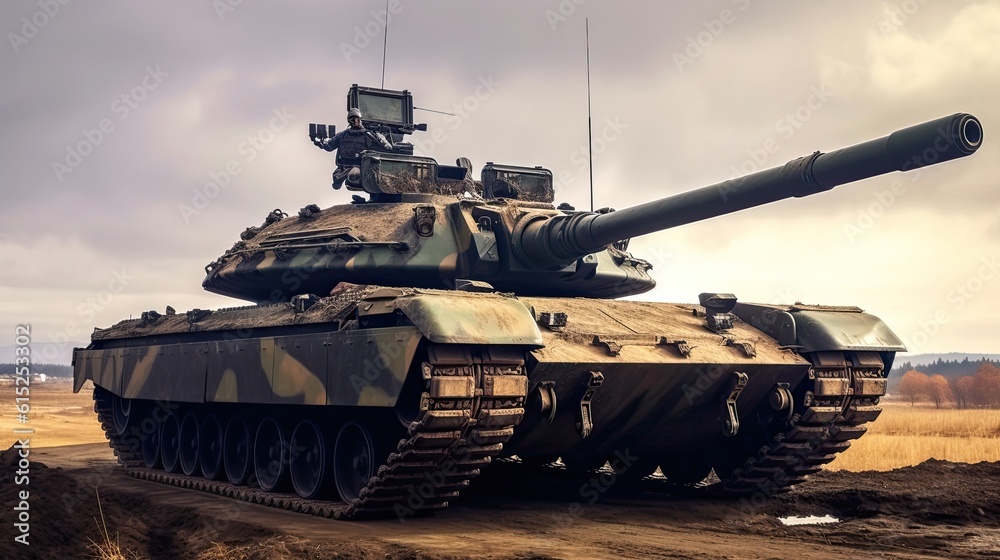 Fototapeta premium Tank on the beach. AI generated art illustration.