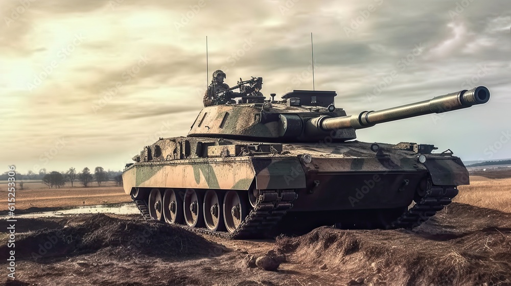 Tank on the beach. AI generated art illustration. Tank on the beach. AI generated art illustration.