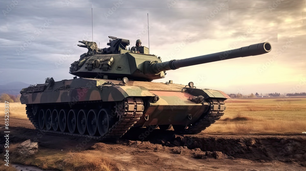 Tank on the beach. AI generated art illustration. Tank on the beach. AI generated art illustration.