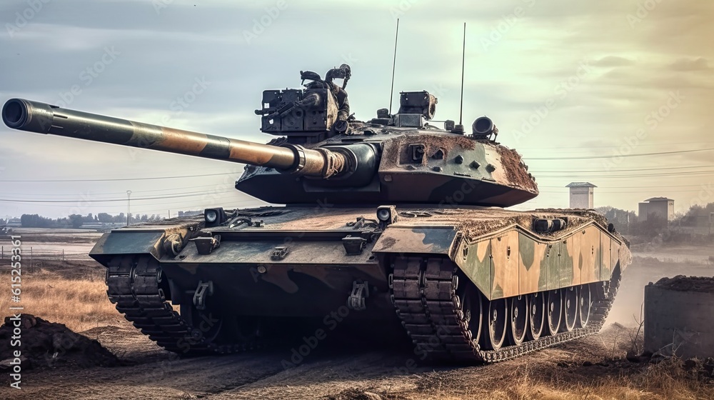 Tank on the beach. AI generated art illustration. Tank on the beach. AI generated art illustration.