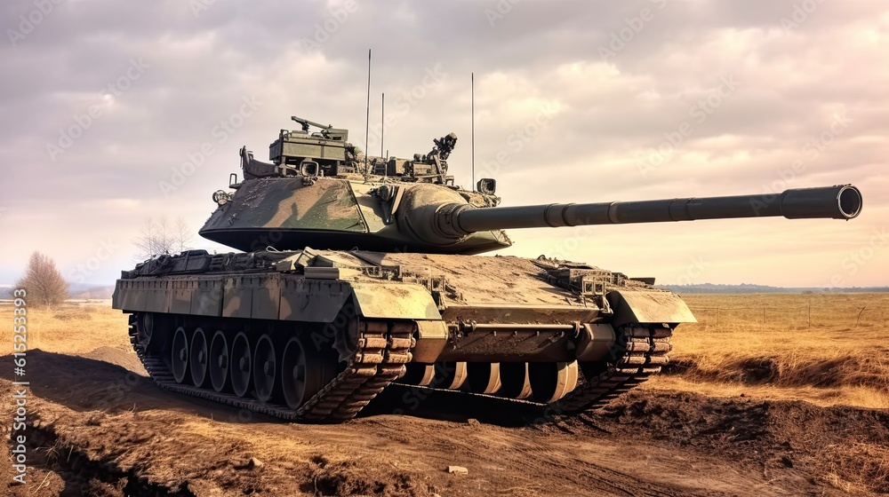 Tank on the beach. AI generated art illustration. Tank on the beach. AI generated art illustration.