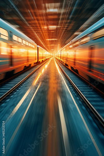 Mesmerizing Train Photography  Motion blur  reflection  speed  cinematic. AI generative
