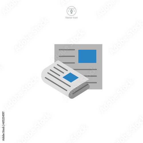 A vector illustration of a newspaper icon, signifying news, information, or journalism. Perfect for representing current events, articles, or media platforms