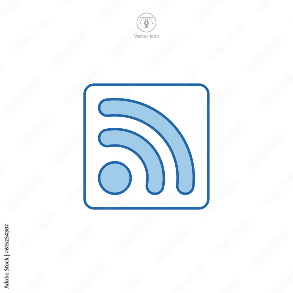 A vector illustration of an RSS Feed icon, signifying news, updates, or syndication. Ideal for web interfaces, blogs, or digital content distribution A vector illustration of an RSS Feed icon, signifying news, updates, or syndication. Ideal for web interfaces, blogs, or digital content distribution
