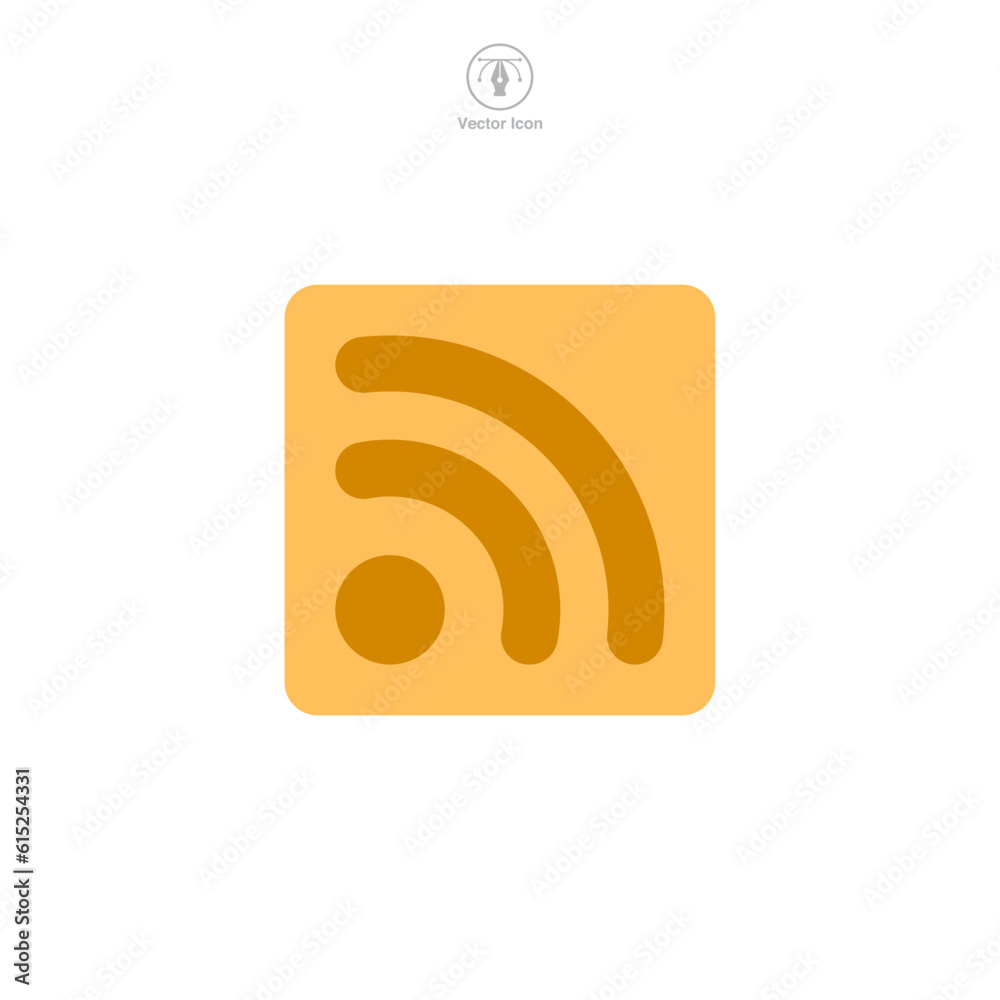A vector illustration of an RSS Feed icon, signifying news, updates, or syndication. Ideal for web interfaces, blogs, or digital content distribution A vector illustration of an RSS Feed icon, signifying news, updates, or syndication. Ideal for web interfaces, blogs, or digital content distribution