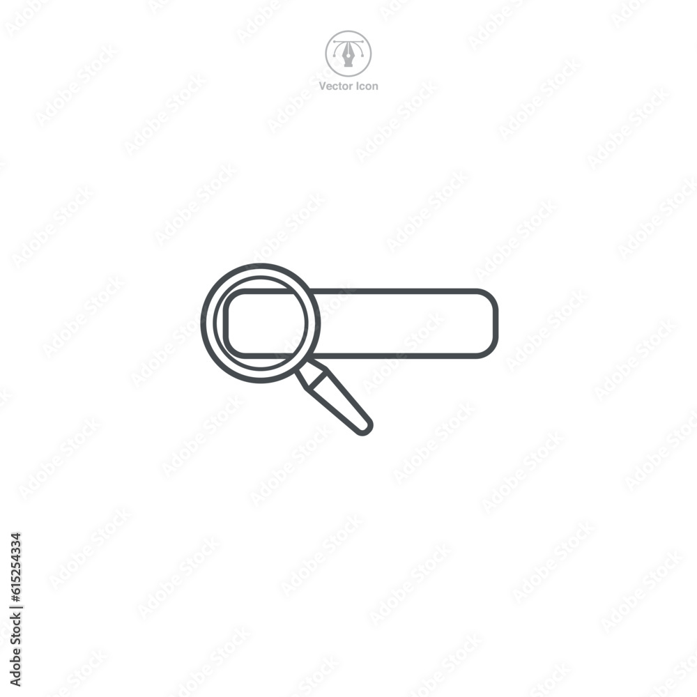 A vector illustration of a search engine icon, signifying internet search, data retrieval, or online research. Perfect for digital interfaces, SEO, or web exploration