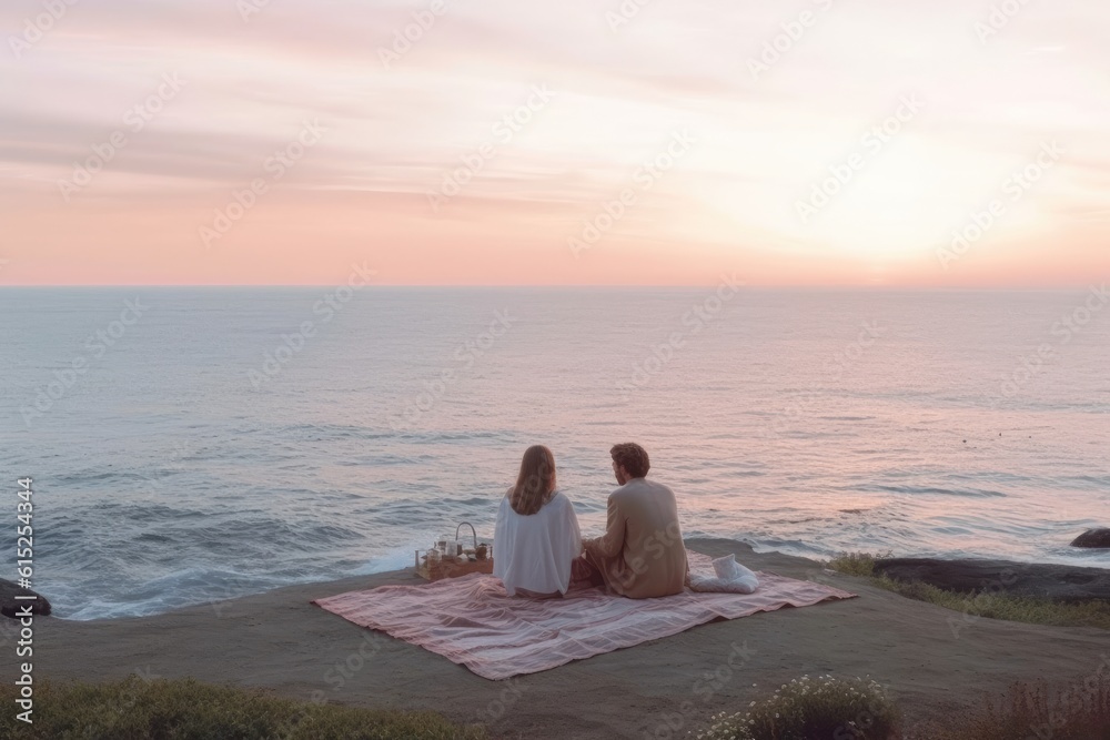 Fototapeta premium An emotionally compelling, soft focus depiction of a couple's intimate moment. Generative AI