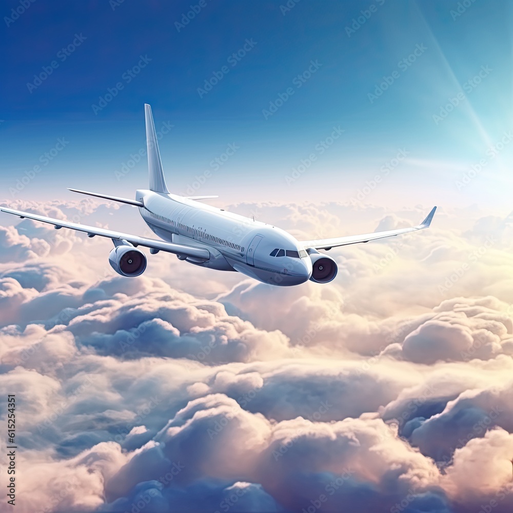 Airplane on the ground. AI generated art illustration.
