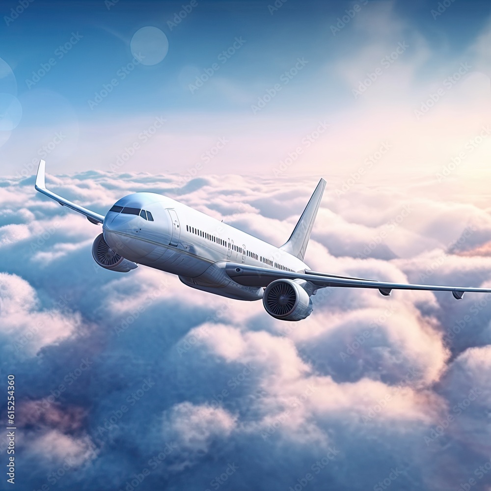 Obraz premium Airplane on the ground. AI generated art illustration.