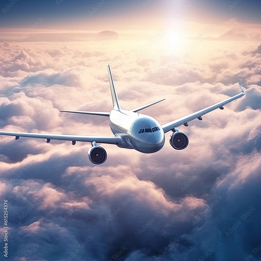 Obraz premium Airplane on the ground. AI generated art illustration. 