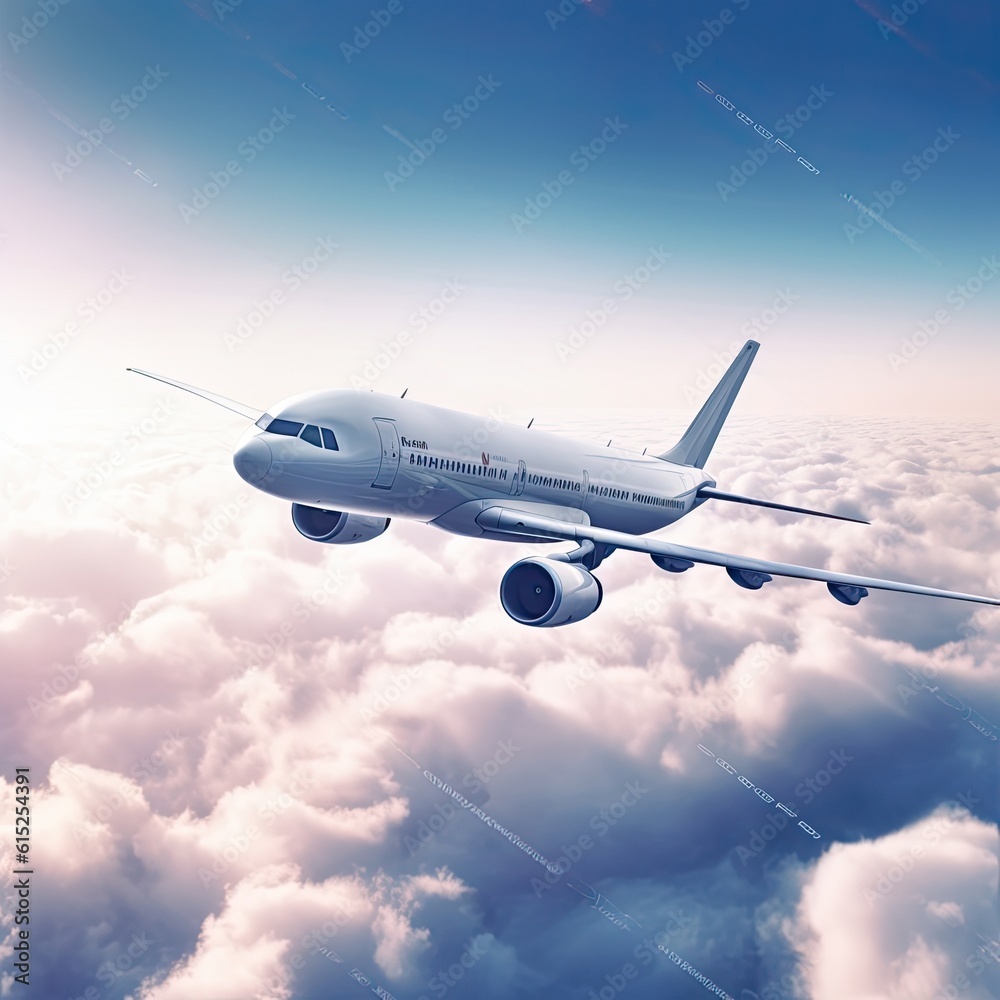 Obraz premium Airplane on the ground. AI generated art illustration. 