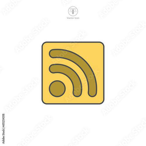 A vector illustration of an RSS Feed icon, signifying news, updates, or syndication. Ideal for web interfaces, blogs, or digital content distribution