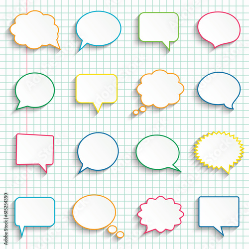 Speech bubble stickers set