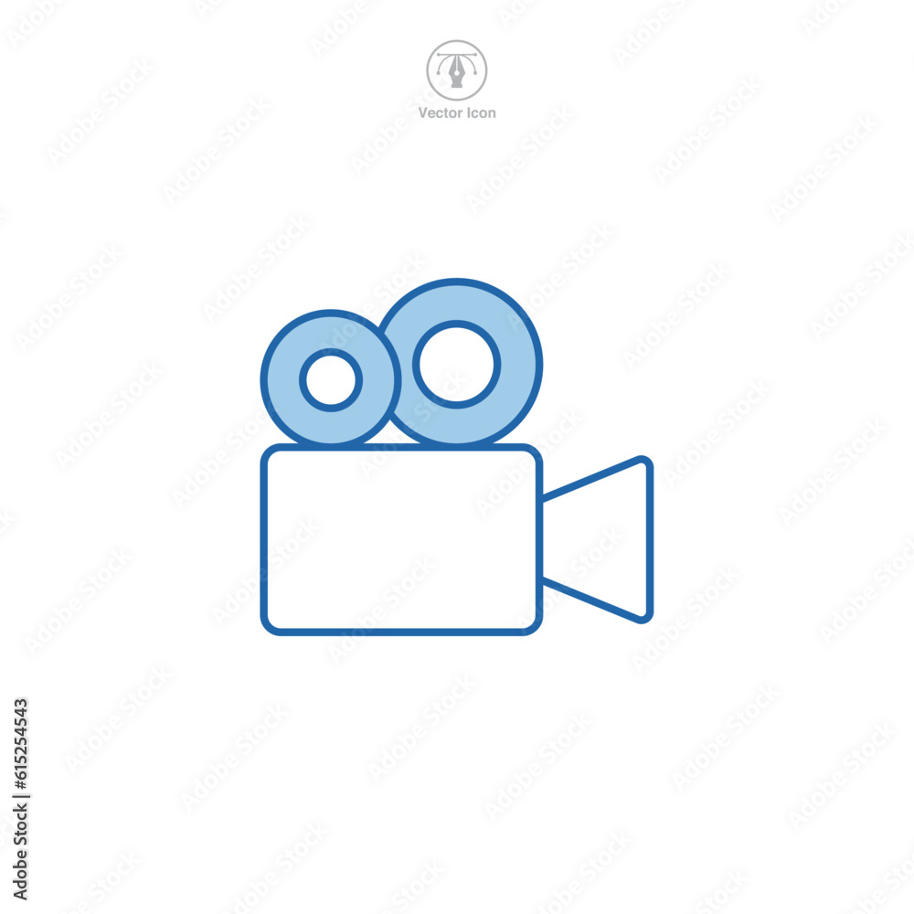 A vector illustration of a video camera icon, representing recording, filmmaking, or broadcasting. Perfect for symbolizing video production, media, or live streaming A vector illustration of a video camera icon, representing recording, filmmaking, or broadcasting. Perfect for symbolizing video production, media, or live streaming