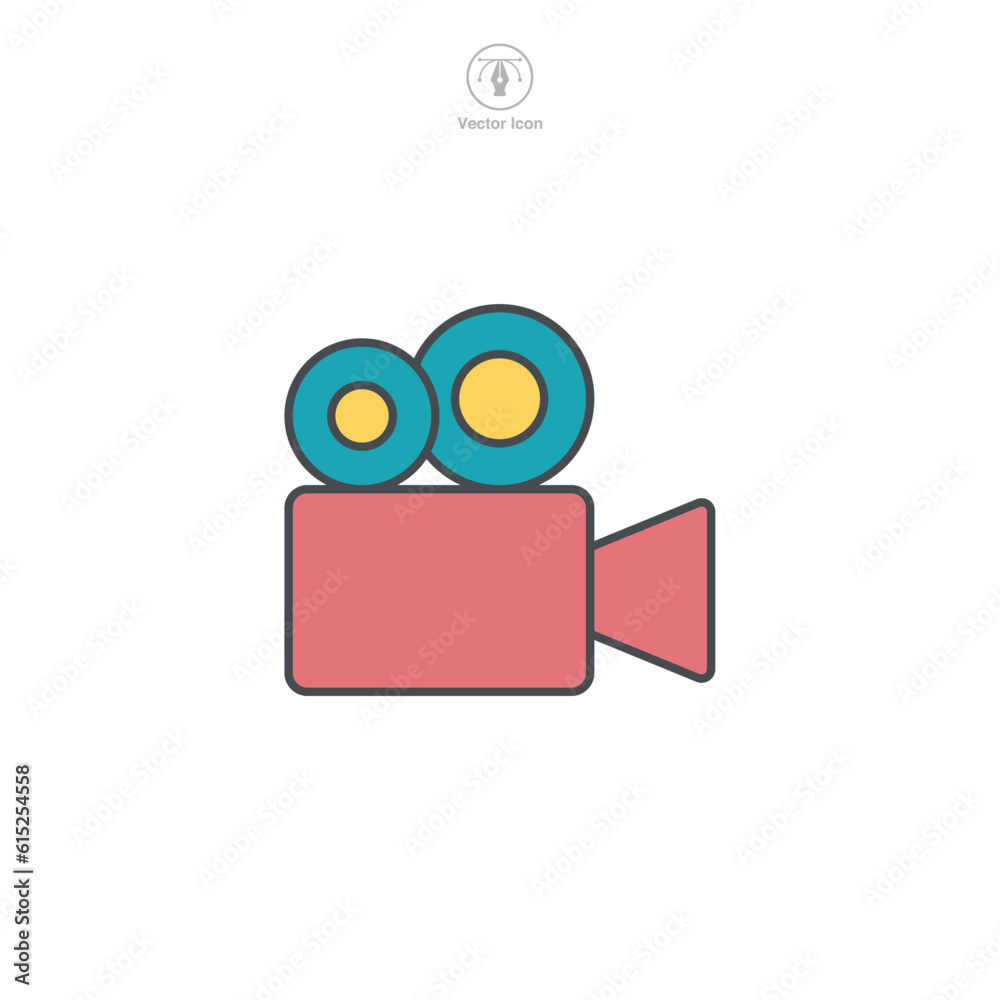 A vector illustration of a video camera icon, representing recording, filmmaking, or broadcasting. Perfect for symbolizing video production, media, or live streaming