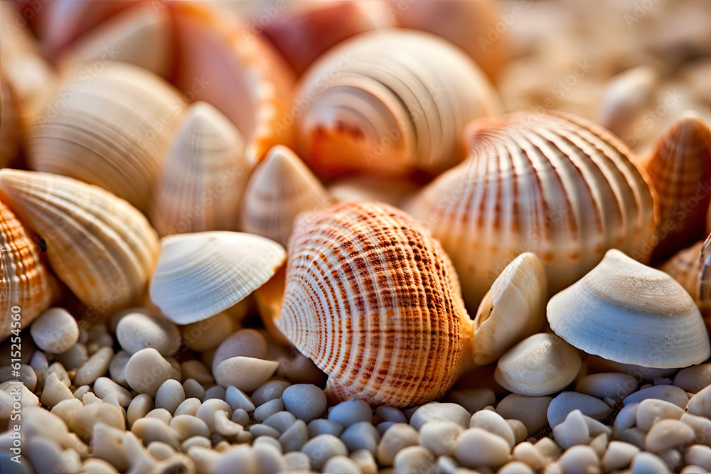 Nature's Elegance Unveiled: The Delicate Splendor of Seashells. Generative AI