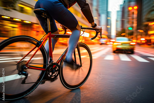 Cyclist's Determination: Unleashing the Energy of the Streets. Generative AI © AIproduction