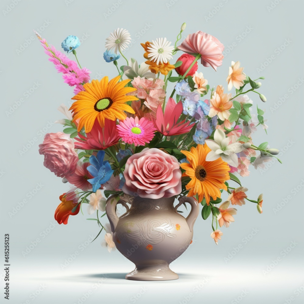 Colorful flowers bouquet floral arrangements vase decoration pictures AI Generated Art