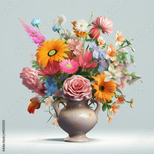 Colorful flowers bouquet floral arrangements vase decoration pictures AI Generated Art © DolonChapa