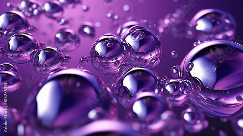 Colorful water drops texture bubble purple matte background AI Generated image