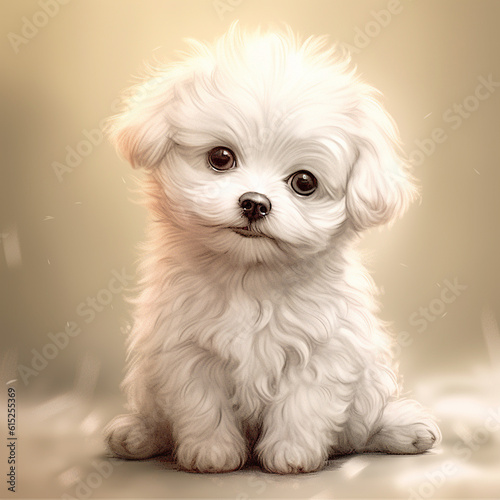 Cute kawaii baby pomapoo puppy dog animal picture AI Generated image