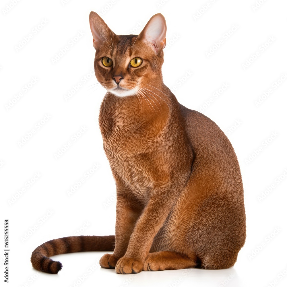 Abyssinian cat isolated on white background. Generative AI