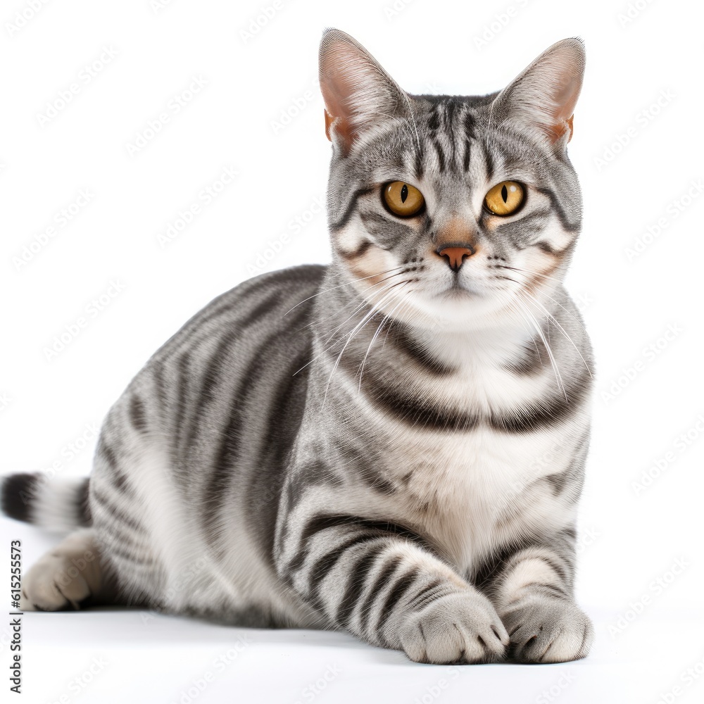 American Shorthair cat isolated on white background. Generative AI American Shorthair cat isolated on white background. Generative AI