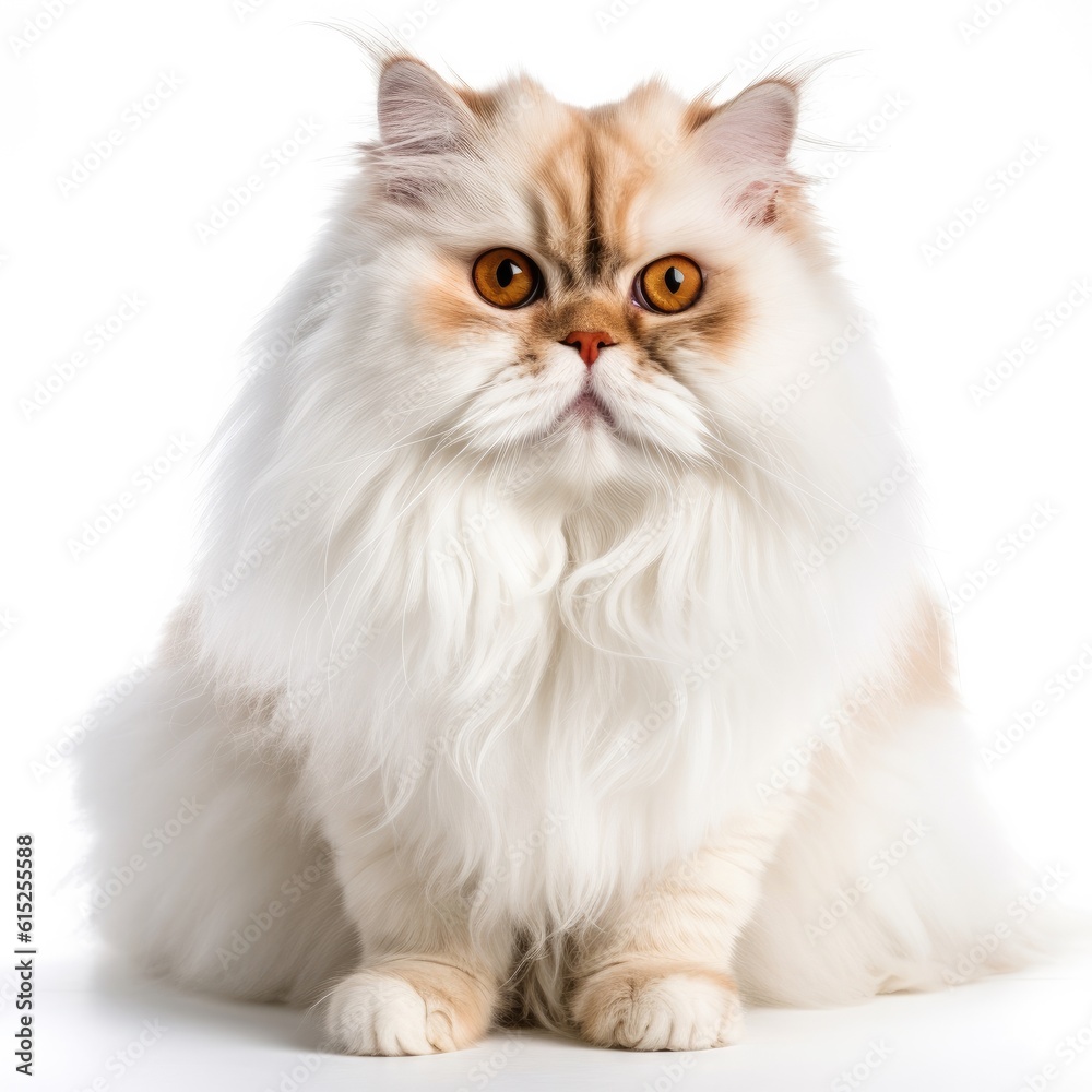 British Longhair cat cat isolated on white background. Generative AI British Longhair cat cat isolated on white background. Generative AI