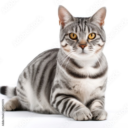 American Shorthair cat isolated on white background. Generative AI