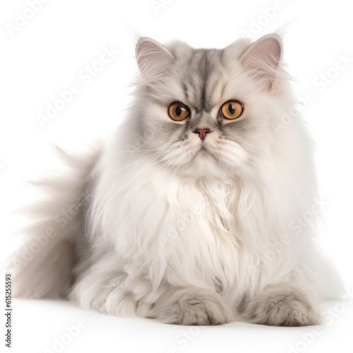 British Semi-Longhair cat cat isolated on white background. Generative AI