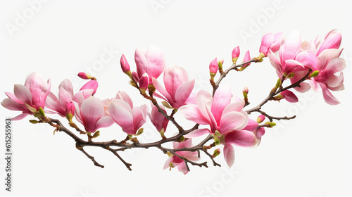 pink magnolia on white background
