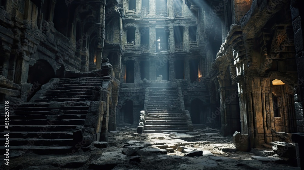Interior of church of the holy sepulchre city. AI generated art illustration.