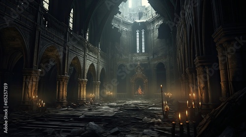 Interior of church of the holy sepulchre city. AI generated art illustration.