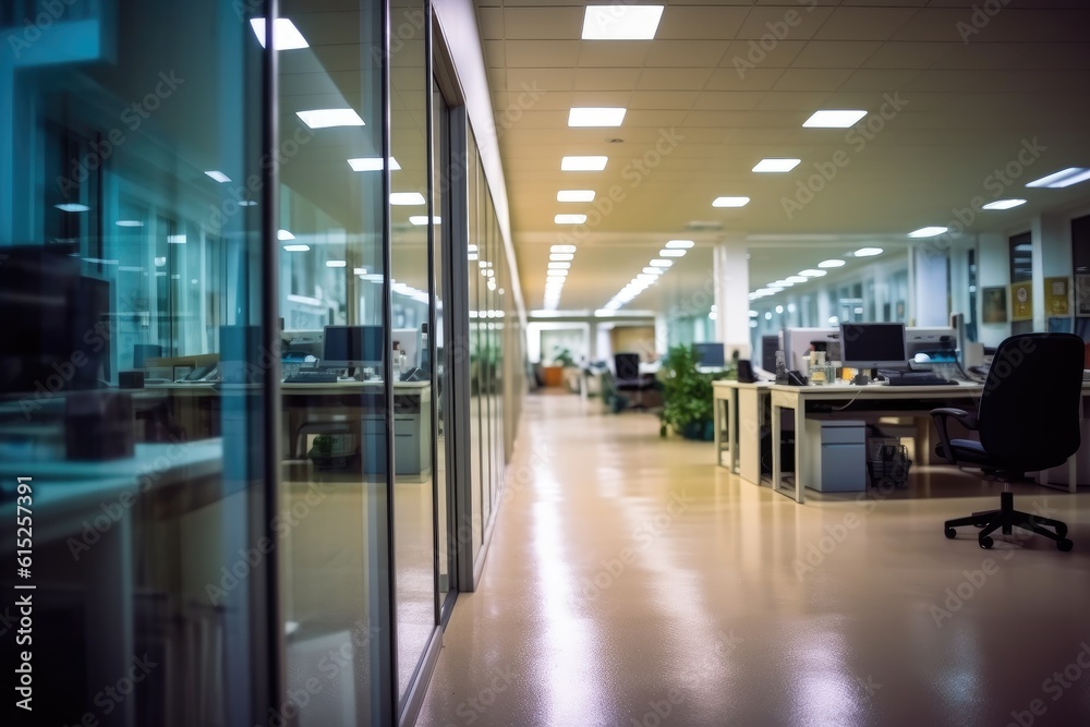 The depth of a modern office, blurred to create an aesthetically pleasing bokeh effect. Generative AI The depth of a modern office, blurred to create an aesthetically pleasing bokeh effect. Generative AI