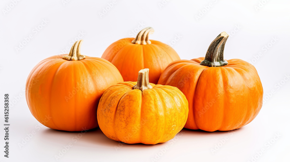 Pumpkin on white background. Created with Generative AI technology. Pumpkin on white background. Created with Generative AI technology.