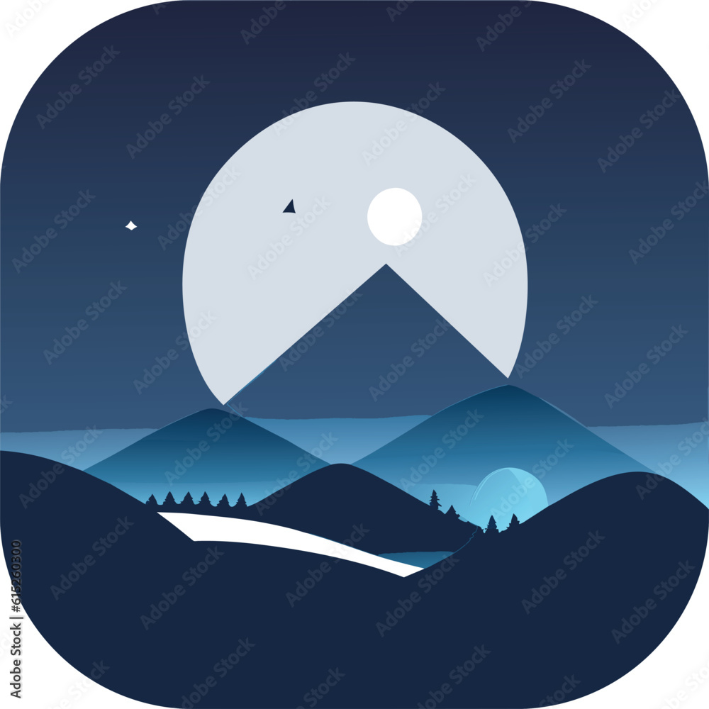 Obraz premium minimalist wallpaper with a monochromatic, line drawing of a natural element, Minimal Mountains Artwork, Landscape art.