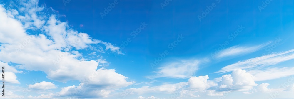 blue sky with white cloud background panoramic banner