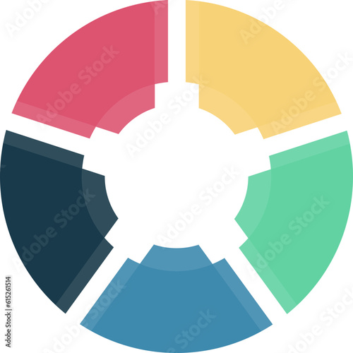 Infographic Pie Flow Chart Diagram with 5 Sections