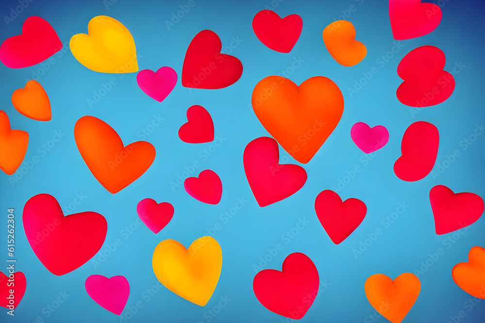Colorful watercolor hearts background created with generative ai