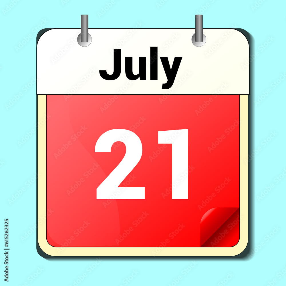 day on the calendar, vector image format, JULY 21 day on the calendar, vector image format, JULY 21
