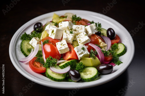 A plate of greek salad generative AI