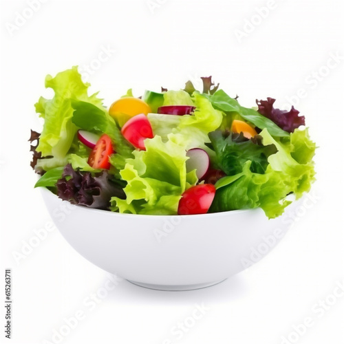 salad in a white bowl isolated on white. AI generated content