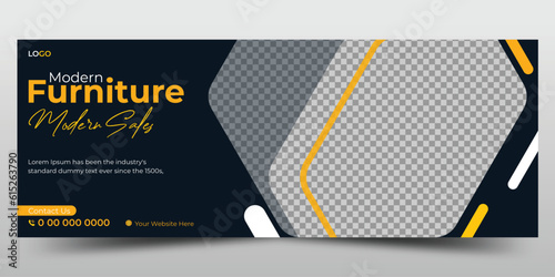modern furniture sales facebook cover design template