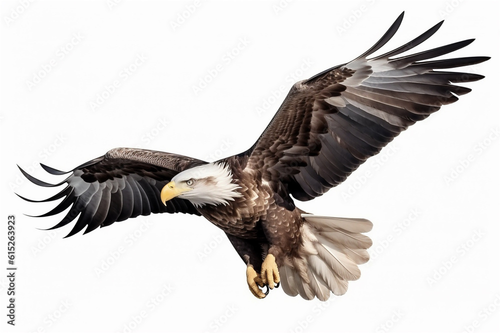 Obraz premium flying eagle isolated on white background. AI generated content