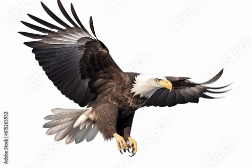 flying eagle isolated on white background. AI generated content