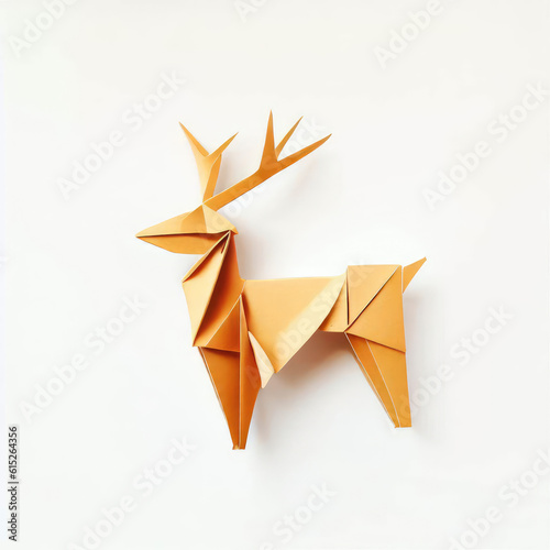 Elegant Origami Deer Paper Art yellow color tones