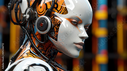 AI technology female robot wallpaper background © Unicorn Trainwreck