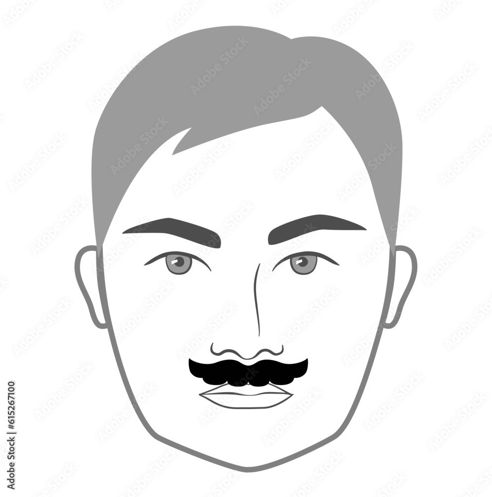Plumber mustache Mario Beard style men face illustration Facial hair. Vector grey black portrait male Fashion template flat barber collection. Stylish hairstyle isolated outline on white background. Plumber mustache Mario Beard style men face illustration Facial hair. Vector grey black portrait male Fashion template flat barber collection. Stylish hairstyle isolated outline on white background.