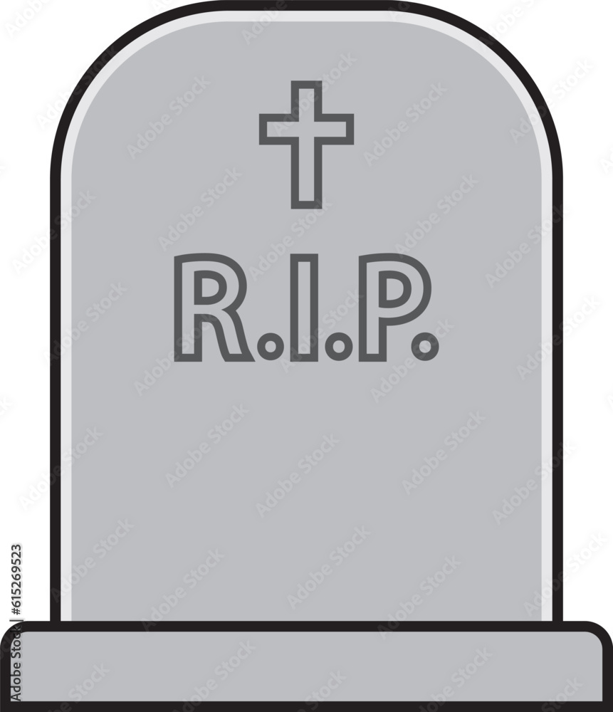 RIP Grave Tombstone Clipart icon vector illustration.