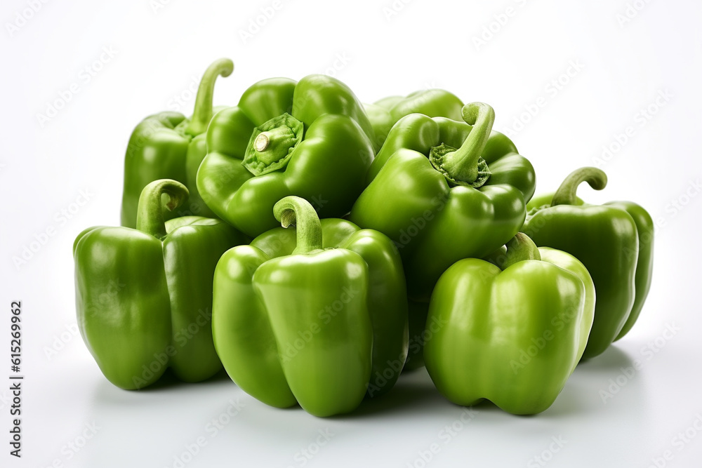 Green bell pepper on a white background. Fresh green bell pepper vegetable. Ai generative. Green bell pepper on a white background. Fresh green bell pepper vegetable. Ai generative.